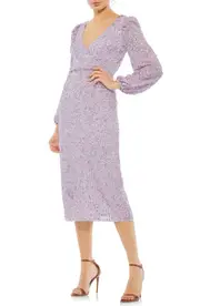 Mac Duggal Sequin Long Sleeve Cocktail Sheath Dress in Lavender at Nordstrom, Size 8