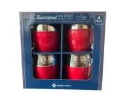 Hammered Moscow Mule Set Of 4 Red Silver 21oz Stainless Steel Mugs W Handle New