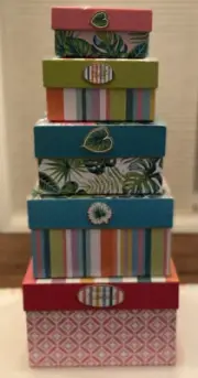 Good Vibes Nesting Boxes Set of 5, Hello Sunshine Decorative Storage Boxes