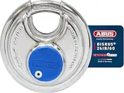 ABUS Diskus Padlock 24IB/60 Stainless Steel with 360° All-Round Protection for Securing in Heavy Weather Conditions - 35042 - ABUS Security Level 7 - Silver/Blue