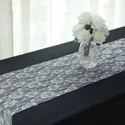 12" x 108" WHITE Rose Flower Design Lace TABLE RUNNER Party Events