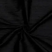 Fabric Mart Direct Black 100% Pure Silk Dupioni Fabric by The Metre, 7 Continuous Metres 104 cm Width Pure Raw Silk Solid Color Black Wholesale Silk Upholstery Fabric for Curtains Bridal Dress Drapes