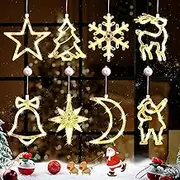 Yaberry Grove 8pcs Christmas Window Decoration Lights,Light Up Battery Operated Silhouette Lights Bell Tree Deer Snowflake Star Santa Claus Moon Shaped with Suction for Xmas Party Gift Indoor Decor