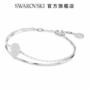 【SWAROVSKI 官方直營】Meteora 手鐲 白色 鍍白金色