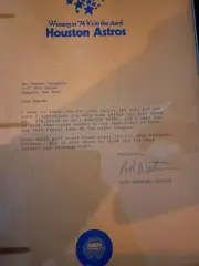 Houston Astros Official Letters (2) Autographed Bob Watson & Lee May Signed