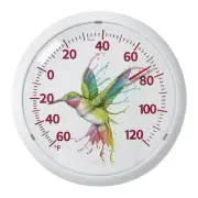 Watercolor Series Rainbow Hummingbird Indoor Outdoor Dial Thermometer, Home D...