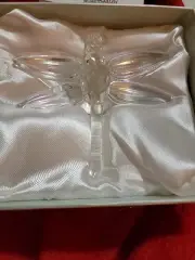 Oleg Cassini Crystal Dragonfly Paperweight Clear IRIDESCENT NIB Signed
