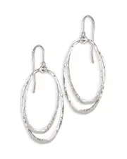 Bloomingdale's Fine Collection Hammered Double Oval Drop Earrings in Sterling Silver