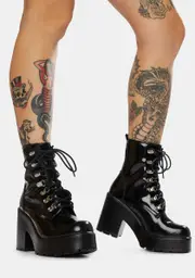 [ROC Boots Australia] Mission Patent Leather Combat Boots