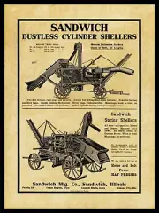 1907 Sandwich Dustless Cylinder Shellers NEW Metal Sign: Sandwich, Illinois