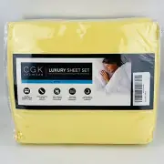 CGK Unlimited Luxury Bed Sheet Set King Size Yellow Deep Pockets Double Elastic