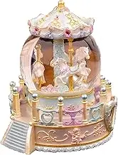 Music Box Carousel Crystal Ball Music Box Snow Ornaments Home Decoration with Colorful Lights USB Charging boy and Girl Birthday Gift Musical Box