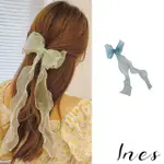 【INES】蝴蝶結髮夾/法式浪漫長飄帶蝴蝶結造型髮夾(9色任選)