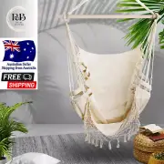 Creamy White Gardeon Hanging Hammock Chair Outdoor Swing Hammocks with Tassels