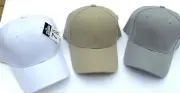 Lot of 3 plain Hats Caps White Gray Beige size 7 3/8 Decky Ninety Six Cap USA