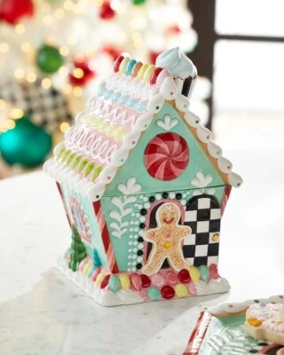 MacKENZIE CHILDS CHRISTMAS HOLIDAY SWEETS GINGERBREAD MAN COOKIE JAR BNIB