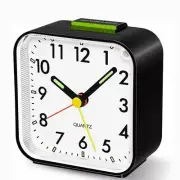 Non Ticking Analog Alarm Clock Snooze and Night Light Compact and Convenient