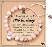 [OAFVRKSLR] 4-21 Year Old Girl Happy Birthday Gift Birthday Card, Natural Stone Hand-woven Bracelet 2024 New Women's Bracelet Beaded Bracelet, Crystal, chalcedony