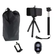 Mini Travel Flexible Tripod Bluetooth Selfie Stick Phone Holder Kit Wih Pouch