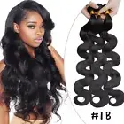 22"Sew in Full Head Black Body Wave Closure Weft Crochet Weaving Hair Extensions
