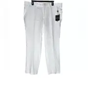 Ralph Lauren Classic Fit 100% Linen White Flat Front Dress Pants Men 40 x 29 NWT