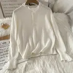 白色半高領針織衫女新款冬季爆款毛衣長袖假兩件內搭打底衫