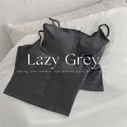 Henley Plain Cami Top Gray - One Size