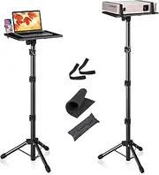 Tall Projector Stand Tripod from 23.5" to 63.5", Adjustable Laptop Tripod Stand with Gooseneck Phone Holder, Heavy Duty Computer Floor Stable for Outdoor, Office Home, Stage, Studio