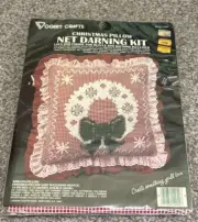 Christmas Pillow Kit in Net Darning 14" X 14- Lace, fabric and backing included