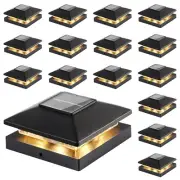 Solar Post Cap Lights Outdoor 16-Pack, Black Waterproof Solar Powered Deck Fe...