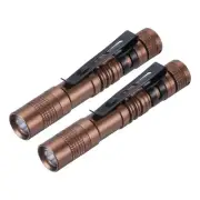 2 Pcs Mini Flashlight with Clip, Small LED Pen Flashlights, Brown