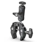 R094 Metal Clamp With Double Ball Head Magic Arm 1/4 hole 3/8 hole screw hole to mount camera monitor