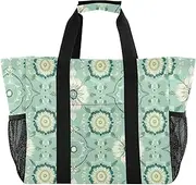[sanluoli] Tote Bags Collapsable Beach Totes Bags With Compartments with Handles Car Totes, Bohemian Flowers Mandala Pattern, 1 size