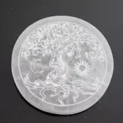 Selenite Crystal Polished Etched Tree Of Life Charging Plate Morocco #0039