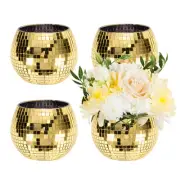 Disco Ball Vase 4Pcs Glass Disco Ball Planter Gold 4"x3"
