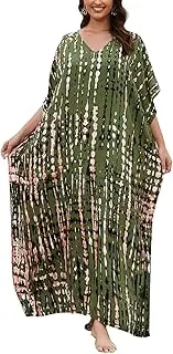 [L-Peach] Women's Summer Long Beach Dress Kimono Maxi Kaftan Cover ups
