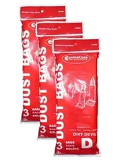 9 Royal Dirt Devil Type D Vacuum Bags, Featherlite, Lite Plus, Extra, Classic, S