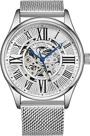 [Stührling] Stuhrling Original Men's Automatic Self-Winding Watch with Stainless Steel Mesh Strap, silver, Mechanical Automatic Watch
