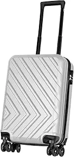 [HarmonyBliss] Travel Suitcase 20" Carry On Luggage Spinner Wheels Hardshell Lightweight for Airline Approved Trips, Silver, 20", Modern, Silver, 20", Modern