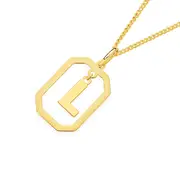 9ct Gold Octagon Floating Initial 'l' Pendant