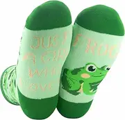 [INNObeta] Frog Gifts for Women Girls - Cute Frog Socks & Ornament, One Size Crew Socks, Frog