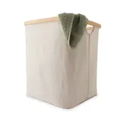 Linen Look Laundry Hamper with Bamboo Frame