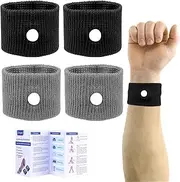 Anti Nausea Travel Sickness Wristbands, 2 Pairs Motion Sickness Bands for Kids & Adults Natural Acupressure Nausea Relief Wristbands for Car Sea Flying Trip and Pregnancy Morning Sickness