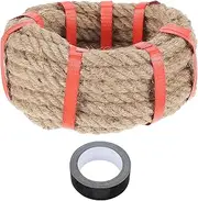 sourcing map Jute Rope 0.5 Inch x 20ft, Heavy Natural Thick Twisted Rope with Black Tape for Crafts Railing Docks Tug of War Swing Nautical Landscaping