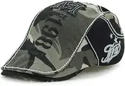 [LAIFEKE] Newsboy Hats for Men Camouflage Duckbill Hat Adjustable Flat Cap Cotton Driving Cabbie Cap