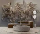 3D Relief Floral Wallpaper Wall Mural Removable Self-adhesive 1882