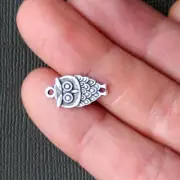 8 Owl Charms Antique Silver Tone Adorable Baby Owls - SC730