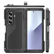 Phone Case For Samsung Galaxy Z Fold 7 Z Fold 6 Z Fold 5 Z Fold 4 Back Cover with Stand Holder Shockproof Retro Geometric Pattern Armor PET Aluminum Alloy Sili