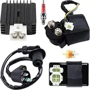AC CDI Box Solenoid +Gy6 Ignition Coil +Relay +Voltage Regulator +Spark Plug Replacement for Tomberlin Crossfire 150R Spiderbox 150cc Go karts Parts GY6 150cc Engine Scooter