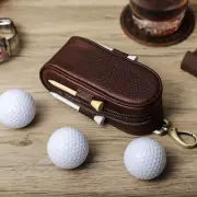 Genuine Leather Golf Ball Bag Holder Golf Balls Tees Storage Case Waist Belt Bag